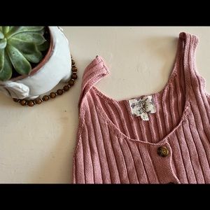 Large Hippie Rose knit tank top - rose/pink